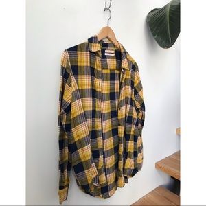 Urban outfitters yellow and blue flannel M